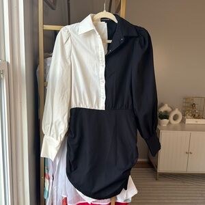 Black and White Button Up Dress